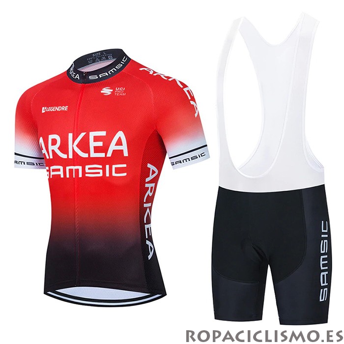 2021 Maillot Arkea Samsic Tirantes Mangas Cortas Rojo Negro